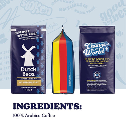 Dutch Bros OG Medium Roast, Ground Coffee | 100% Arabica Coffee Grounds, Milk Chocolate and Citrus Notes, Pairs with Dutch Bros Creamers, 1 Bag Included2