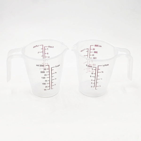Plastic Measuring Cup 2Pcs 250ML Measuring Mug 8/16Oz with Handle Graduated Pitcher for Baking Flour Oil Powder Cooking Kitchen Measure Container Stackable (250Ml/0.06Gal)4