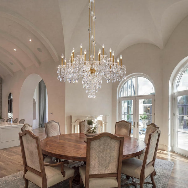 18-Light Large Crystal Chandelier, Vintage Maria Theresa Brass Gold Chandelier for Foyer, Staircase & High Ceiling Living Room, E12 Base3