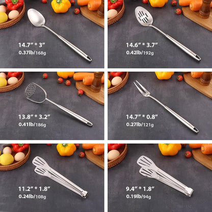 18/10 Stainless Steel Kitchen Utensils Set - 12 PCS All Metal Cooking Tools2