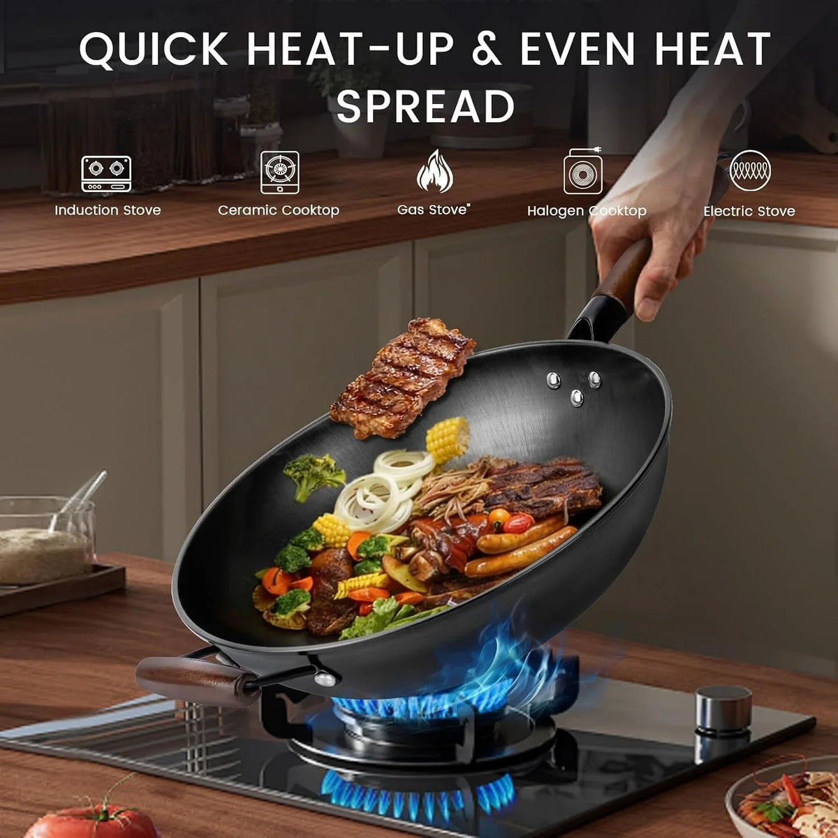 carbon-steel-wok-13-woks-stir-fry-pans-nonstick-wok-with-lid-fast-heat-conduction-uniform-heat-conduction-flat-bottom-woks-professional-chef-cookware