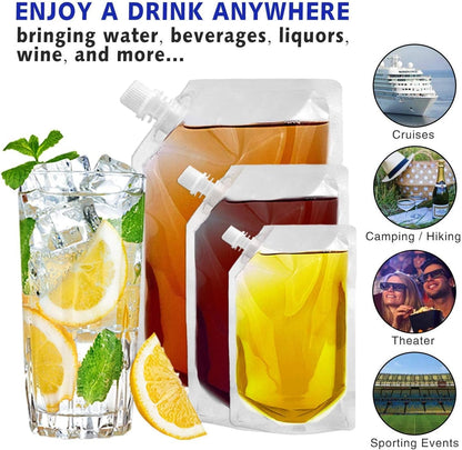 Cruise Liquor Flask Kit for Travel,Concealable and Reusable Rum Runner Alcohol Juice Travel Plastic Flasks Liquor Bags for Sneak Drink-4 X 32 Oz + 3 X 16 Oz + 3 X 8 Oz +1 Funnel6