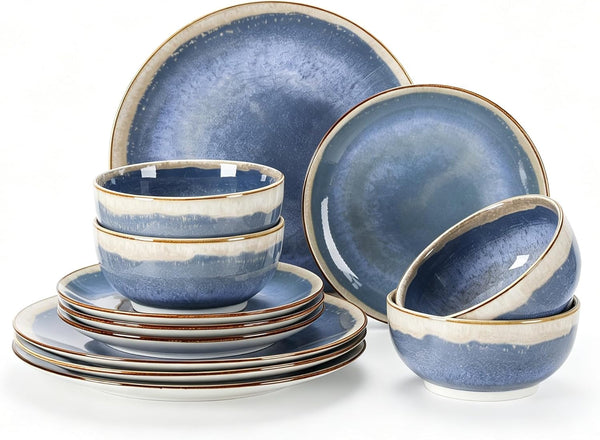 Sweejar 12 Pieces Ceramic Dinnerware Sets for 4, Periwinkle Purple1