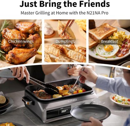 N21NA Pro Slow Cooker 10 Quart, 8-In-1 Programmable Pfoa-Free Ceramic Coated Multi-Cooker with Grill Pan, Steaming Plate (Includes Silicone Spoon & Tongs)6