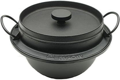 410-720 Japanese Cast Iron Gohan Nabe Rice Cooker, Black1
