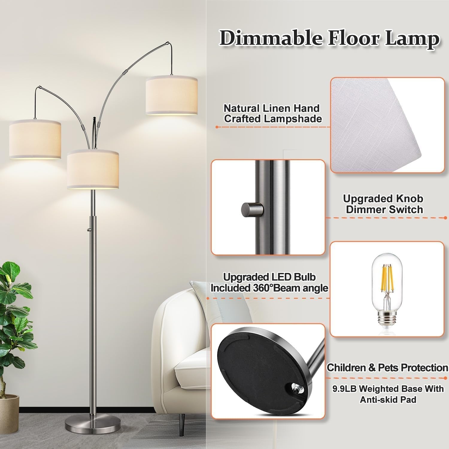 dimmable-floor-lamp-3-lights-sliver-arc-floor-lamp-modern-tall-standing-tree-lamp-with-white-linen-shades-heavy-base-3000lm-led-bulbs-bright-lighting-for-living-room-bedroom-office-reading