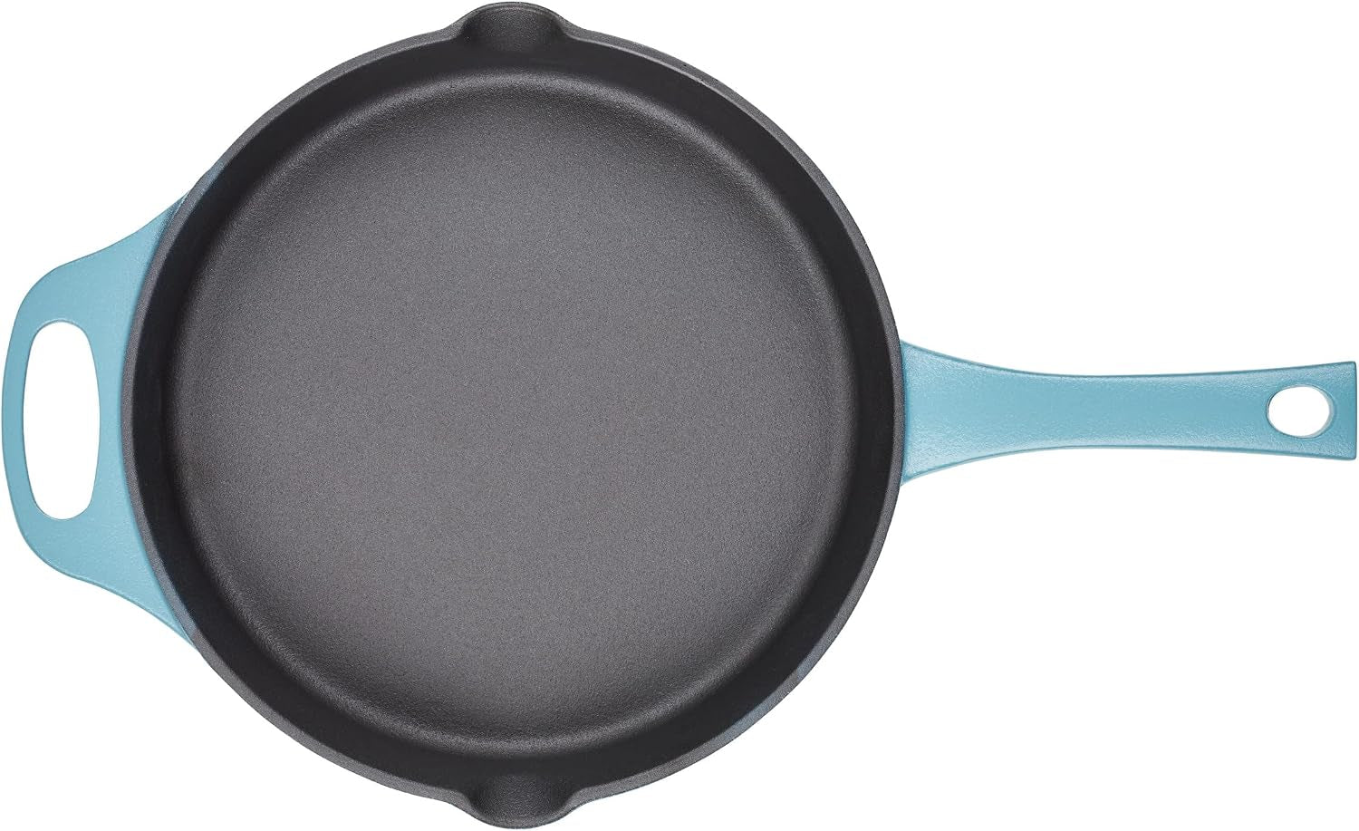 nitro-cast-iron-fryin-pan-skillet-with-helper-handle-and-pour-spouts-12-inch-agave-blue