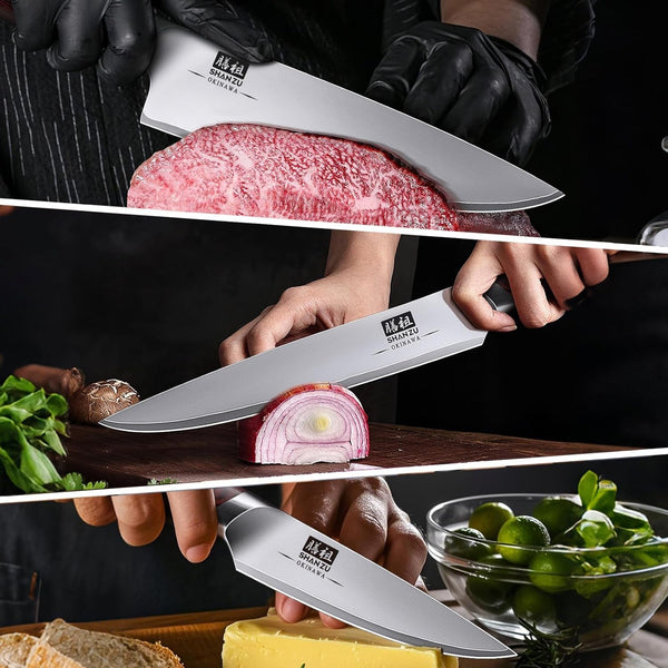 Japanese Knife Set 3 Pcs, 10Cr15Mov High Carbon Stainless Steel6