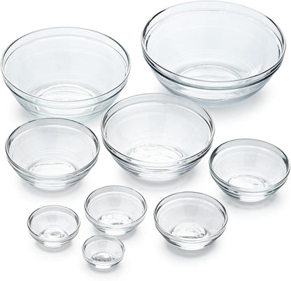 Le Gigogne Glass Mixing Bowl Set – 9-Piece Clear Stackable Prep Bowls Made of Durable Glass1