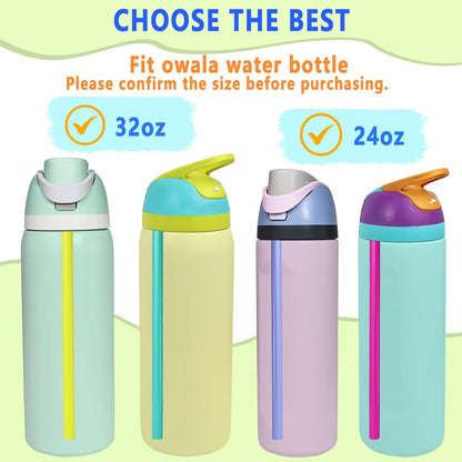 8Pcs Replacement Straws for Owala Freesip 24Oz 32Oz Bottle, Reusable Plastic Straws with Cleaning Cleaner Brush for Insulated Stainless Steel Water Bottle Tumbler Accessories(8 Color)2