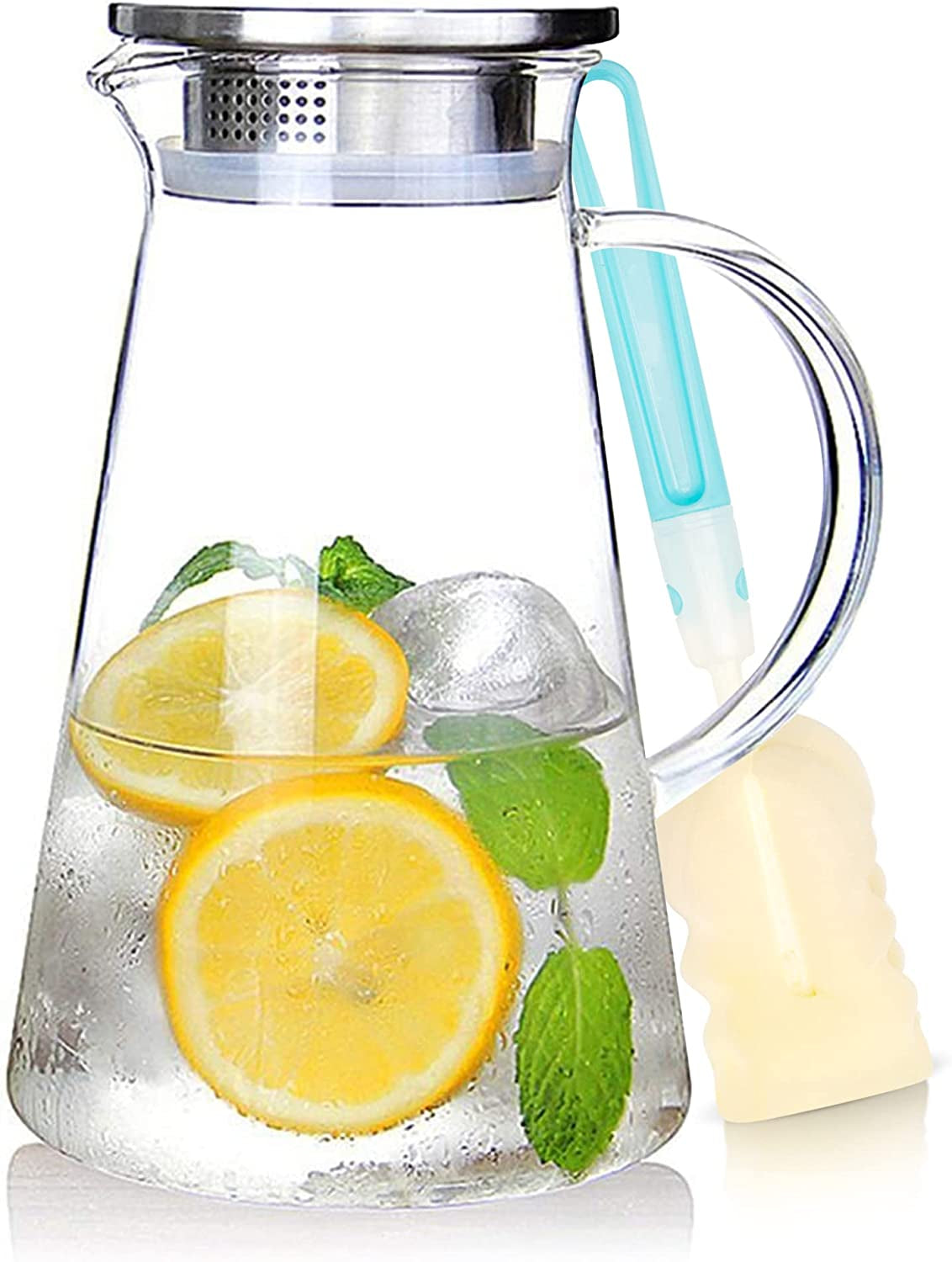 2l-68oz-glass-pitcher-with-lid-and-handle-carafe-for-hot-cold-water-hand-blown-heat-resistant-borosilicate-beverage-for-brew-coffee-iced-tea-juice-easy-clean-with-long-handled-brush