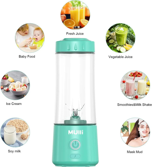 Portable Blender,Usb Rechargeable Personal Mixer for Smoothie and Shakes, Mini Blender with Six Blades for Baby Food,Travel,Gym5