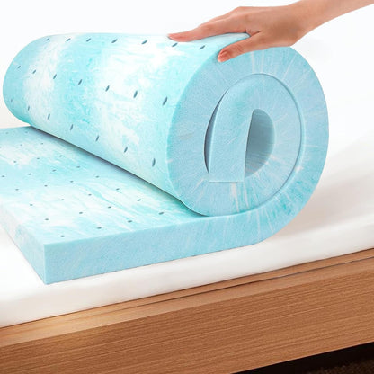 EGO 2 Inch Twin Mattress Topper Gel Memory Foam for Pressure Relief | Cooling Gel Infused, Dorm Room Essentials Bed Topper in a Box, Certipur-Us Certified, 75"Lx38"W1