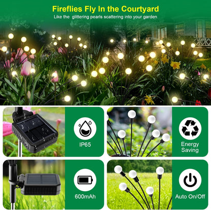 Solar Garden Lights - 6 Pack Solar Firefly Lights Outdoor Waterproof New Upgraded Swaying Landscape Lighting for outside Pathway Patio Yard Garden Outdoor Decor Sway by Wind 8 LED Warm White7