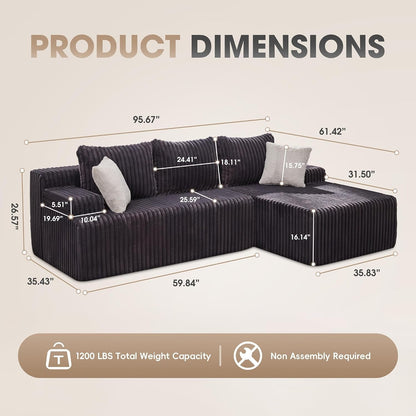 Boneless Couch Modular Sectional Sofa L-Shape Lounge Cloud Couch2