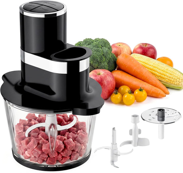 3-In-1 Food Processor, 600W Meat Grinder, Vegetable Chopper & Dough Mixer | Electric Food Chooper with 3L Glass Bowl, 3 Modes for Meat, Vegetables, Nuts & Dough, Overheat Protection, Easy Lock Assembly1