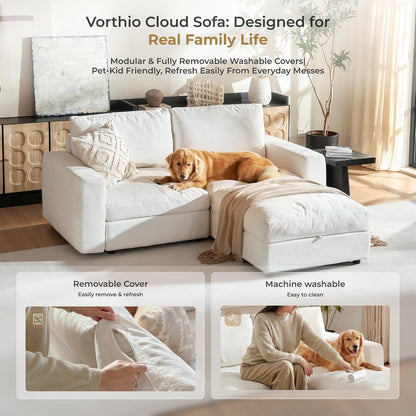 Cloud Couch Sectional 81.1'' Oversized Modular Deep Seat Sofa L Shaped Comfy White Cloud Couch with Washable Cover for Living Room Loveseat with Ottoman7