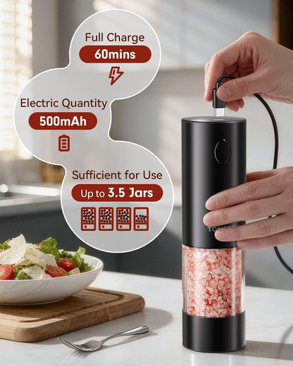 Larger Capacity Rechargeable Electric Salt and Pepper Grinder Set4