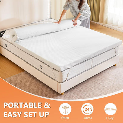 Full Mattress Topper, Memory Foam Pad, 3 Inch | Cooling Gel Infused, Removable Soft Cover, Ventilated, Sleeper Sofa, RV Camper, White5