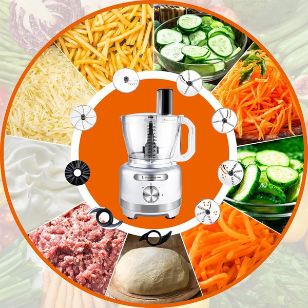 16 Cup Food Processor Large, 9-In-1 Vegetable Chopper with 7 Blades for Shredding, Slicing, French Fry Cutting, Meat Grinding, Dough Kneading, 3 Speeds, Dishwasher Safe (Silver, 16 Cup)4