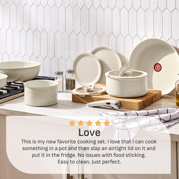 Ingenio Essentials Cookware Set with Detachable/Removable Handle 11 Piece, Granite Titanium Non Stick, Oven Broiler Safe 500F, Stackable, Pots and Pans Set, Frying Pans, Dishwasher Safe, Beige5