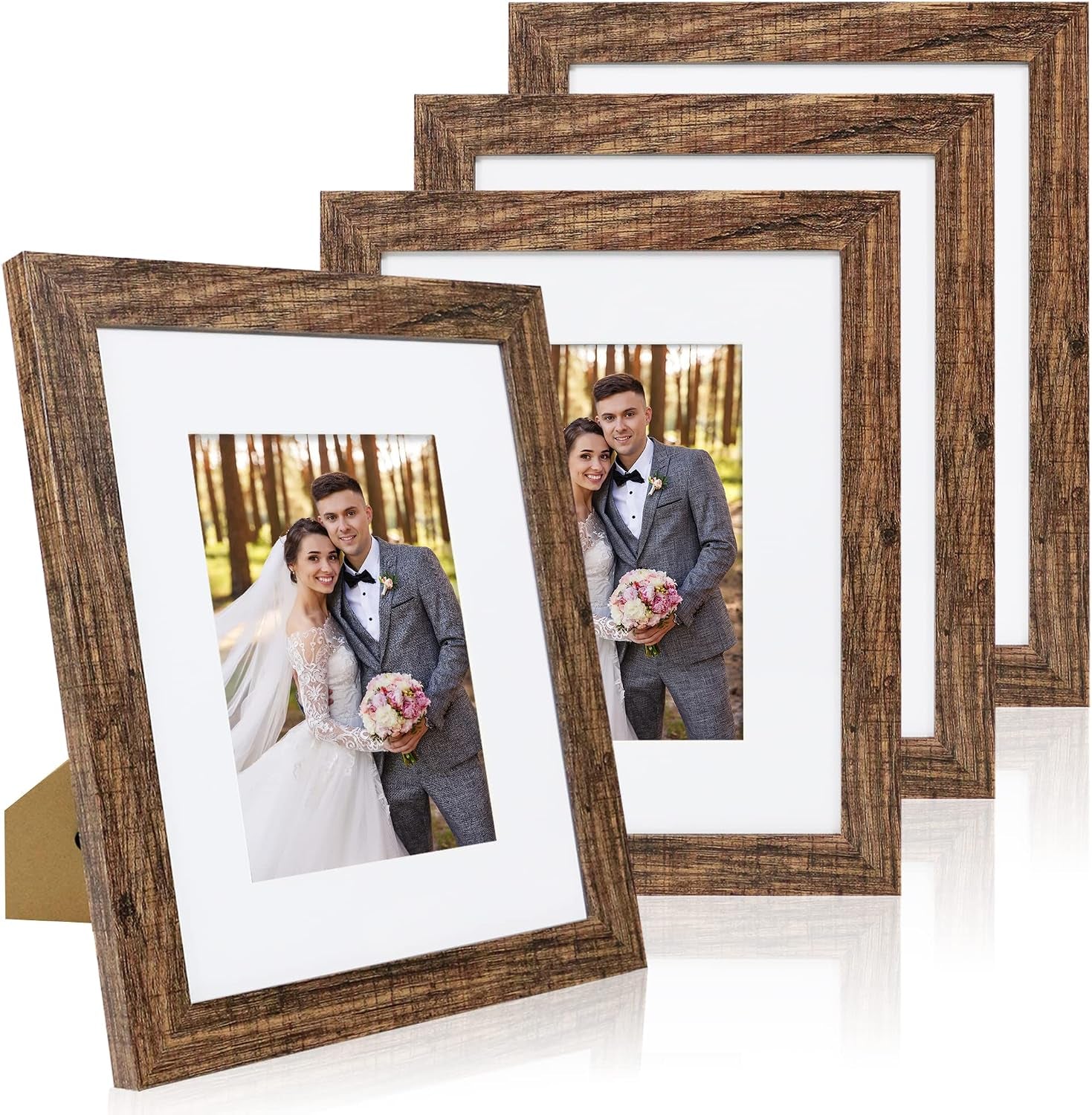 8x10-picture-frame-set-of-4-made-of-real-glass-and-rustic-brown-wooden-frame-8-by-10-photo-for-wall-or-tabletop-display-picture-5x7-with-mat-or-8x10-without-mat
