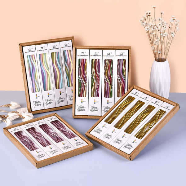 48-Count Gold Spiral Long Thin Metallic Birthday Candles, Cake Candles, Birthday Parties, Wedding Decorations, Party Candles5