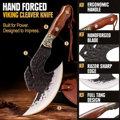 Hand Forged Meat Cleaver,6.2" Viking Knife with Sheath Gift for Men2