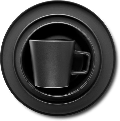 Stone Lain Celina Stoneware 16 Piece Dinnerware Set, Plates and Bowls, Black Matte Dish, Service for 4 – Minimalist round Style, Microwave & Dishwasher Safe9