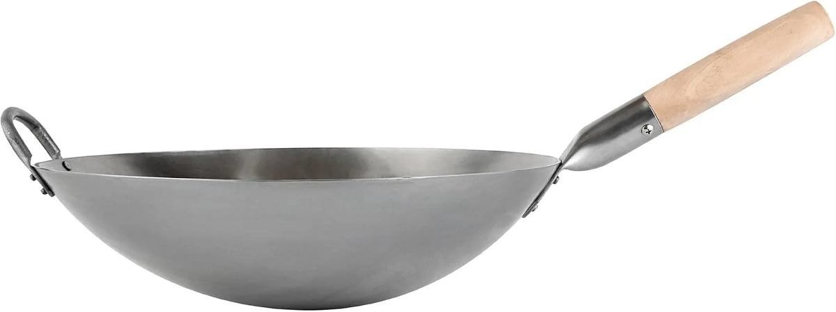 carbon-steel-wok-1-pack-of-14-inch-heavy-duty-stir-fry-pan-silver-hand-hammered-wok-efficient-maneuvering-steel-helper-handle-uniform-heat-distribution-asian-cooking