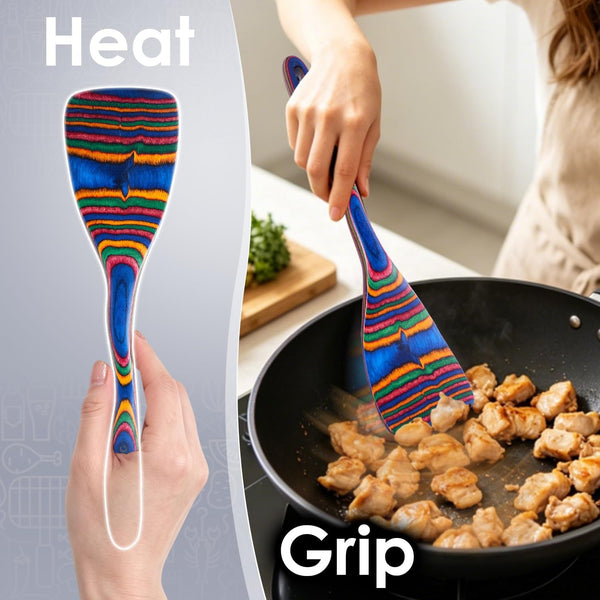 7-Piece Pakkawood Cooking Utensils Set, Colorful Wooden Spoons5