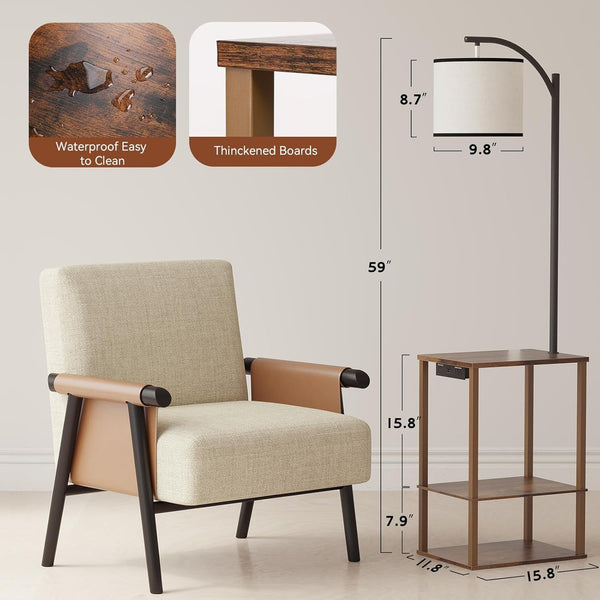 Floor Lamp with Table Shelves, End Side Table for Living Room3