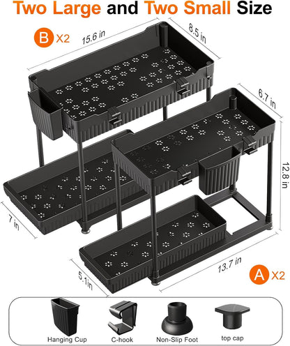 4-Pack 2-Tier under Sink Organizer with Pull Out Drawers6