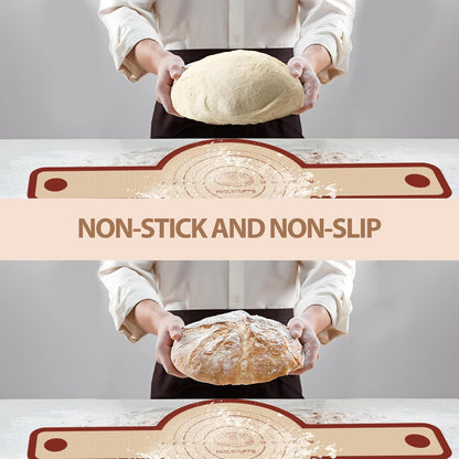 2 PCS Silicone Bread Sling for Dutch Oven, Red | Non-Stick & Reusable Bread Baking Mats with Extra Long Handles, Easily Transfer Sourdough, Round2