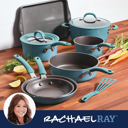 Cook + Create Aluminum Nonstick Cookware Set, 10-Piece, Agave Blue11