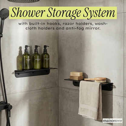 Shower Caddy Bathroom Shelf with Towel Bar Wall Mounted Set of 22