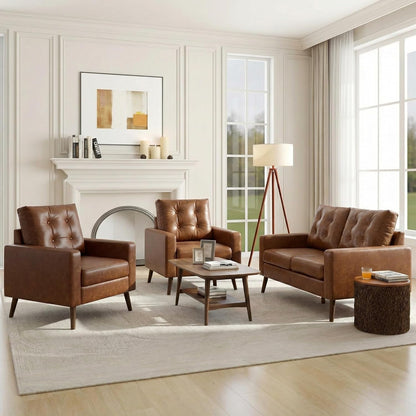 Mid Century Modern 53" Loveseat Sofa, Brown8