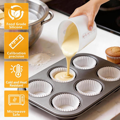 Food-Grade Silicone Cups for Melting Chocolate, 3Pcs BPA Free Silicone Measuring Cups with 1/2Cup/1Cup/2Cup Capacity, Reusable Baking Supplies for DIY Chocolate Molds7