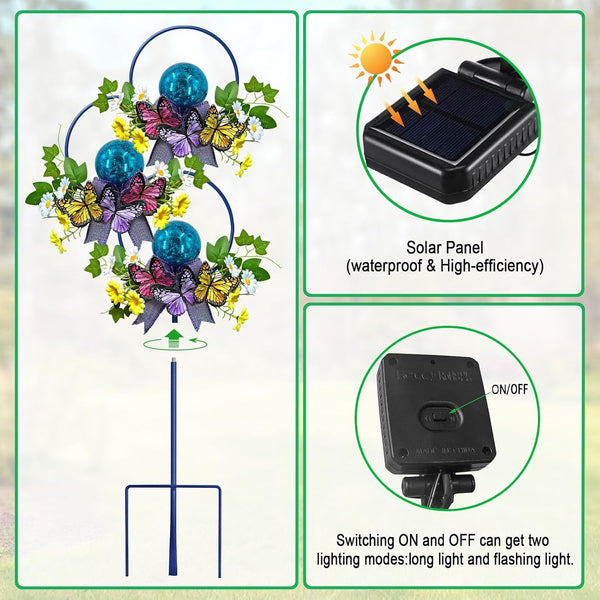 Solar Lights Outdoor Garden Stakes,Butterfly & Flower LED Colorful Lights6