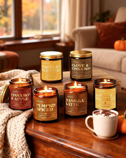 6 Pack Fall Candles Set - 42Oz Autumn Candle Gift for Home Scented2