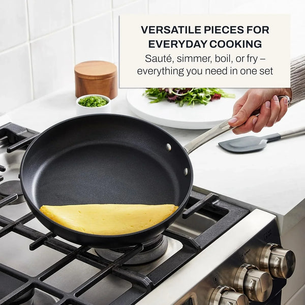 All-Clad E1002S63 HA1 Hard Anodized Nonstick Fry Pan Cookware Set, 10 Inch and 12 Inch Fry Pan, 2 Piece, Grey | Versatile Frying Pans Set with Glass Lids, Scratch-Resistant Exterior, Dishwasher Safe, Oven Safe up to 500°F6