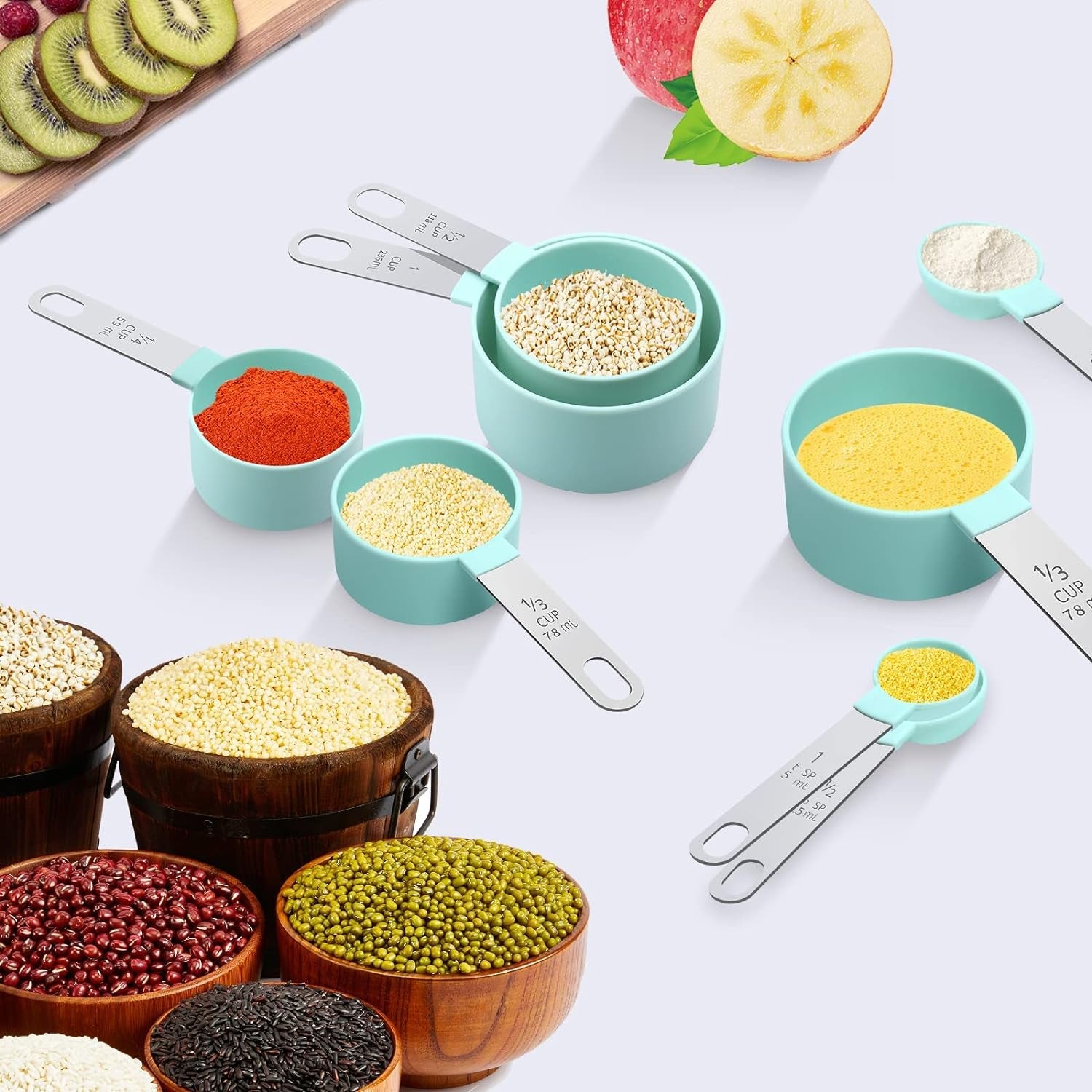 measuring-cups-set-measuring-spoons-set-nesting-measure-cups-with-stainless-steel-handle-for-measuring-dry-and-liquid-ingredients-small-teaspoon-with-plastic-head-mint-green