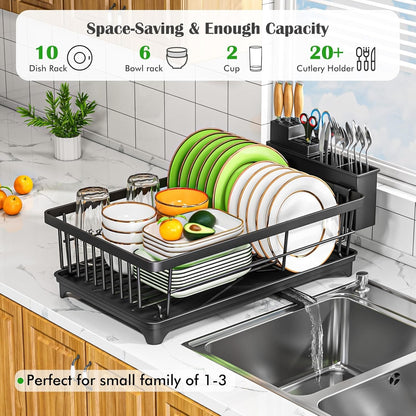 Dish Drying Rack for Small Kitchen Counter with Utensil Holder3