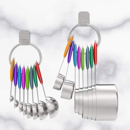 Stainless Measuring Cups and Spoons Set with Silicone Handle, 16Pcs5