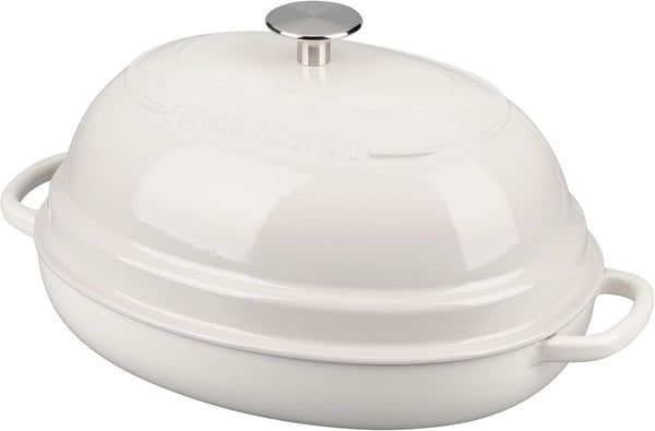 Enameled Oval Cast Iron Dutch Oven Pot with Lid, Bread Dutch Oven for Sourdough Bread Baking, Dutch Oven Bread, Bread Oven, 6QT, White1