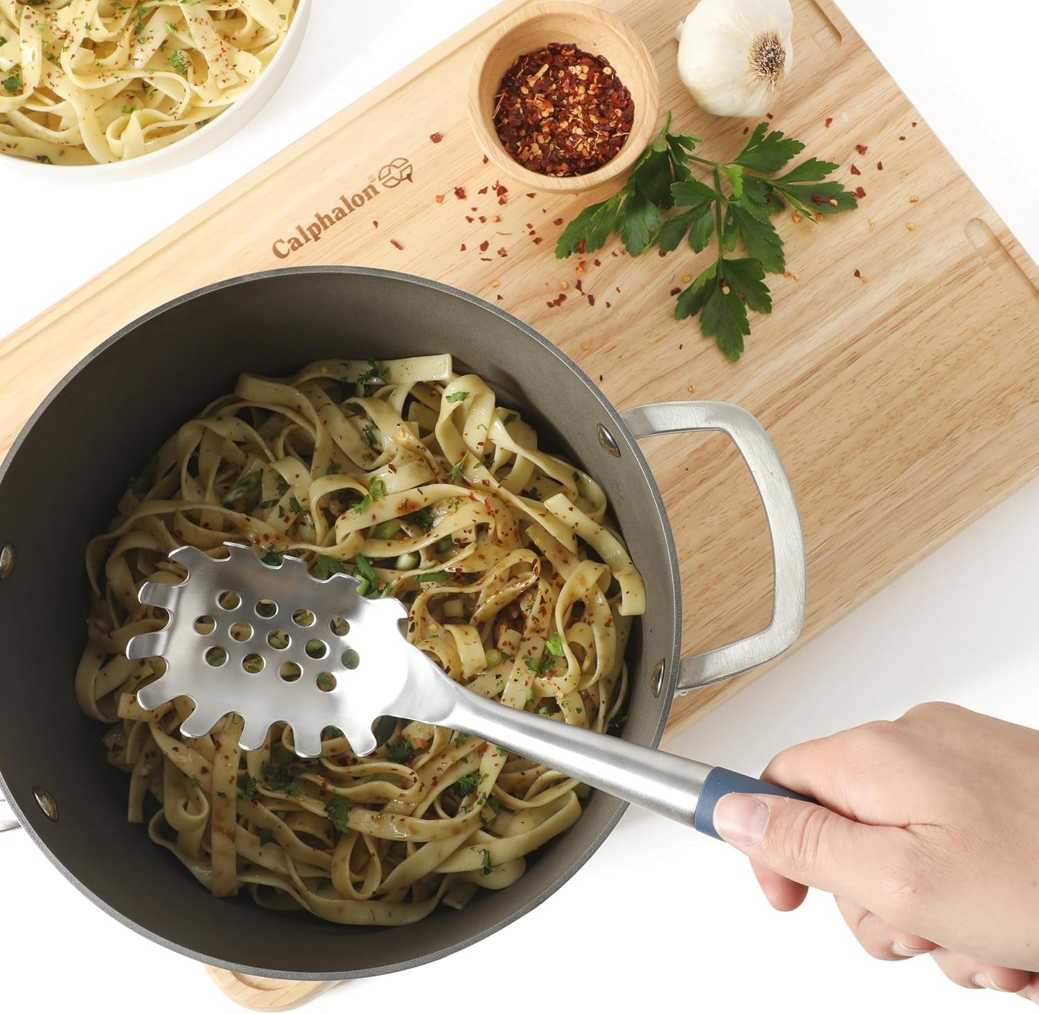 edge-6-piece-stainless-steel-and-silicone-kitchen-tool-set-kitchen-utensil-set-scraper-skimmer-spoon-ladle-turner-pasta-server-heat-resistant-nonstick-safe-cooking-utensils-navy