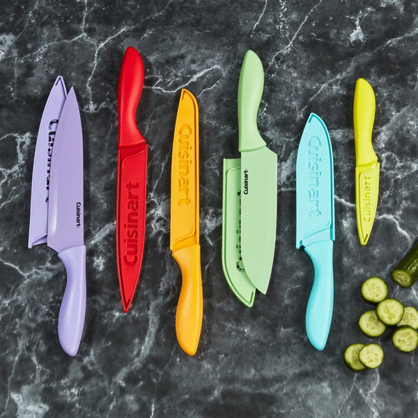 12-Piece Kitchen Knife Set, Advantage Color Collection with Blade Guards, Multicolored, C55-12PCER13