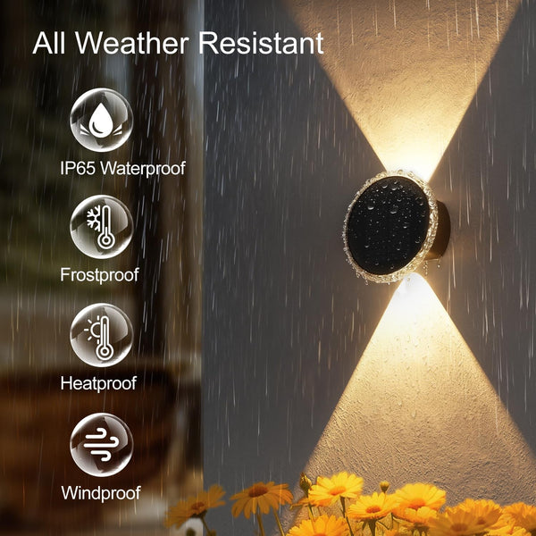 Fence Solar Lights: 360° Circular Lighting Solar Powered Wall Lights 12 Hours Long Runtime up and down Waterproof IP65 & 3 Modes High Brightness LED Focus Lens for Patio/Yard - 4 Pack6
