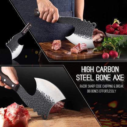 Meat Bone Cleaver Knife - Black Heavy Duty Butcher Meat Cutting Axes2
