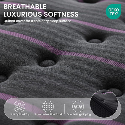 Full Size Mattress 12 Inch, Hybrid Mattress with Extra Back Support5
